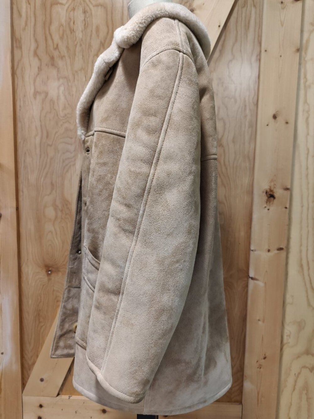 Shearling Leather Jacket XXL Vintage Mid Century - Picture 2 of 13